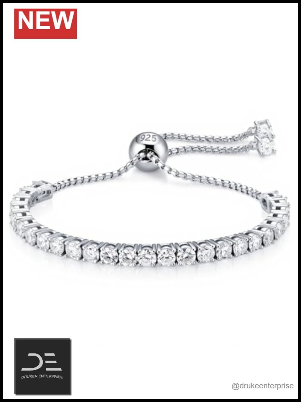 Adjustable Moissanite Tennis Bracelet 925 Sterling Silver VVS1 D Color Gift
